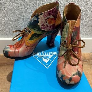 John Fluevog Booties:  Daily Miracles/Stunner/Floral, size 7
